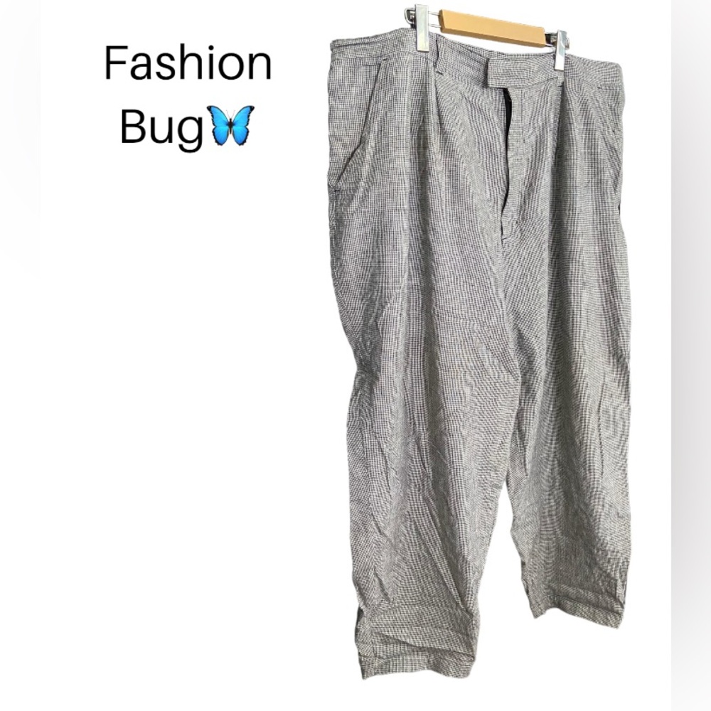 26-28W Vintage Baggy Houndstooth Cotton Blend Pants